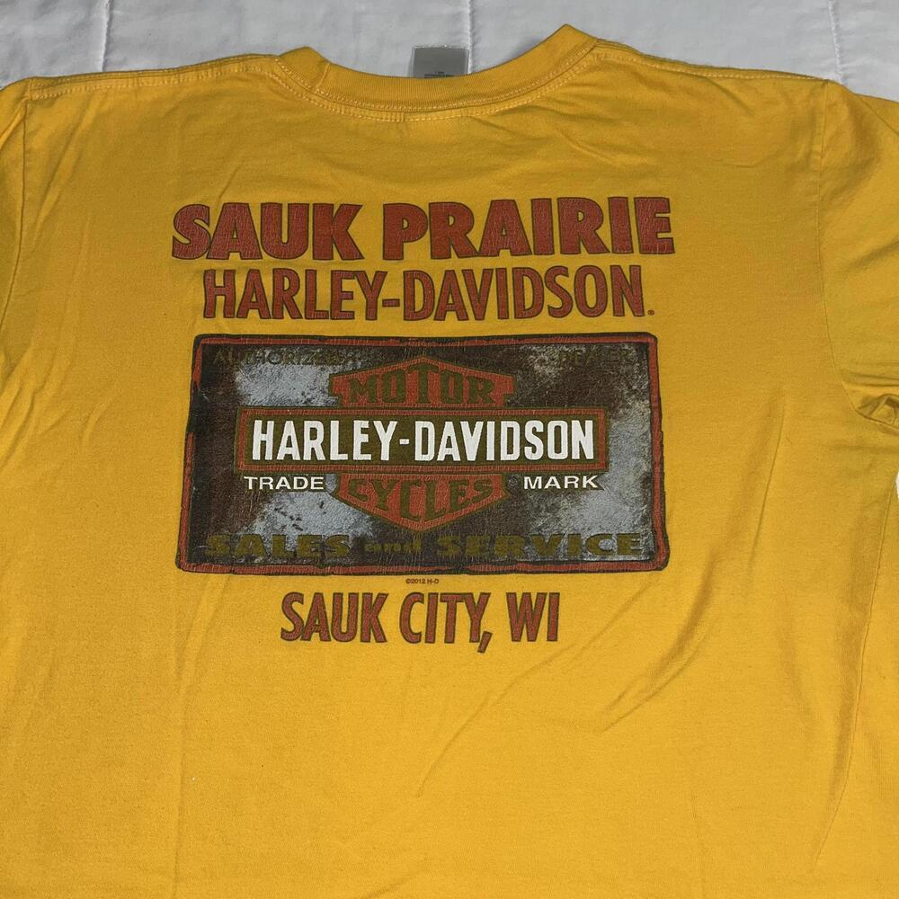 Vintage Harley-Davidson Men’s L Sauk Prairie “Live Free ride free” Yellow TShirt - Picture 7 of 7